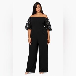 BELLE" OFF THE SHOULDER SCUBA CREPE JUMPSUIT